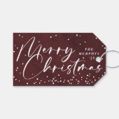 Rotes modernes Schneekugel-Geschenk-Anhänger Frohe Geschenkanhänger (Vorderseite (Horizontal))