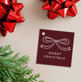 Rotes modernes Weihnachts-Schleifen-Geschenk-Tag Geschenkanhänger