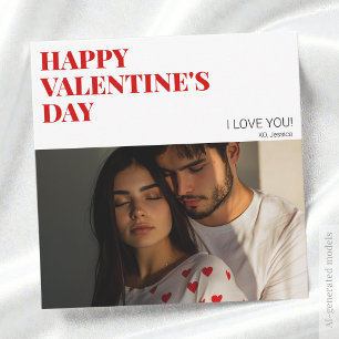 Rotes modernes Xoxo-Paar-Foto Frohen Valentinstag Feiertagskarte