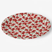 Rotes Mohn-Design Pappteller (Schrägansicht)