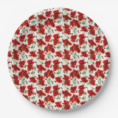 Rotes Mohn-Design Pappteller (Vorderseite)