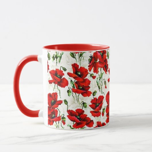 Rotes Mohn-Design Tasse (Links)