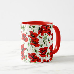 Rotes Mohn-Design Tasse