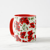 Rotes Mohn-Design Tasse (Vorderseite Links)
