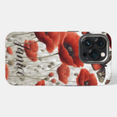 Rotes Mohn-Monogramm iPhone Hülle (Rückseite (Horizontal))