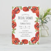 Rotes Mohn-Polka-Dot-Brautparty Einladung (Stehend Vorderseite)