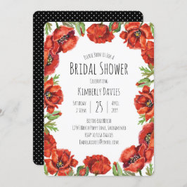 Rotes Mohn-Polka-Dot-Brautparty Einladung