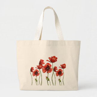 Rotes Mohnblumen-Blumenmuster Jumbo Stoffbeutel