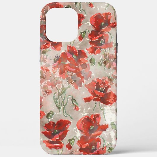ROTES MOHNBLUMEN-BOTANISCHES MUSTER Case-Mate iPhone HÜLLE (Rückseite)