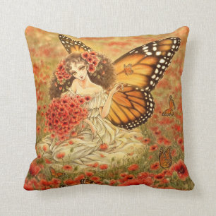 Rotes Mohnblumen-Fantasie-Kissen Kissen