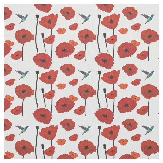 Rotes Mohnblumen-Gewebe Stoff (Muster)