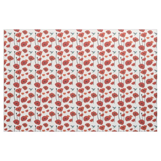 Rotes Mohnblumen-Gewebe Stoff (Fat Quarter (45,7 x 55,9 cm))