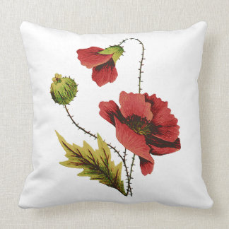 Rotes Mohnblumen-Imitat-Stickerei-Kissen Kissen