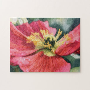 Rotes Mohnblumen-Kunstpuzzle Puzzle