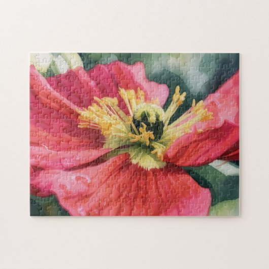 Rotes Mohnblumen-Kunstpuzzle Puzzle (Horizontal)