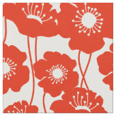 Rotes Mohnblumen-Muster Stoff (Nahaufnahme)