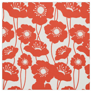 Rotes Mohnblumen-Muster Stoff
