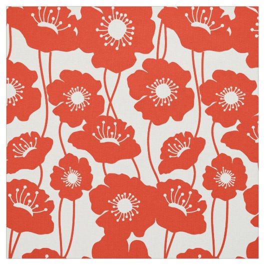 Rotes Mohnblumen-Muster Stoff (Muster)