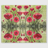 Rotes Mohnblumen-Packpapier Geschenkpapier (Flach)