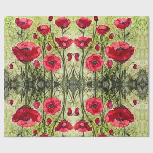 Rotes Mohnblumen-Packpapier Geschenkpapier (Flach)