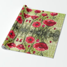 Rotes Mohnblumen-Packpapier