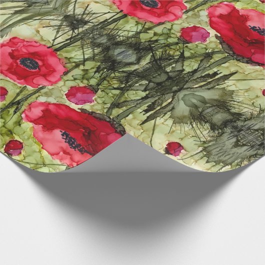 Rotes Mohnblumen-Packpapier Geschenkpapier (Ecke)