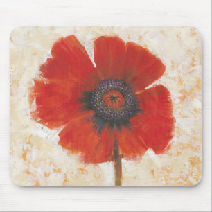 Rotes Mohnblumen-Porträt Mousepad