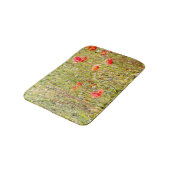 Rotes Mohnblumen-und Wildblumen-Blumenfeld Badematte (Schrägansicht)