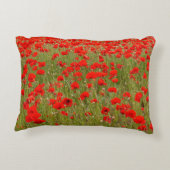 Rotes Mohnblumenfeld gebunden Dekokissen (Rückseite)