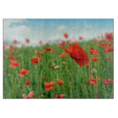 Rotes Mohnblumenfeld Schneidebrett (Vorderseite)