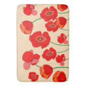 Rotes Mohnfeld auf beigem Hintergrund Badematte (Vorderseite Vertikal)