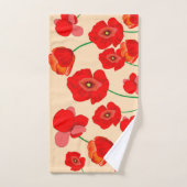 Rotes Mohnfeld auf beigem Hintergrund Badhandtuch Set (Handtuch)