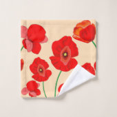 Rotes Mohnfeld auf beigem Hintergrund Badhandtuch Set (Waschlappen)