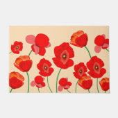 Rotes Mohnfeld auf beigem Hintergrund Fußmatte (Vorderseite)