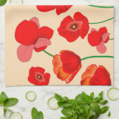 Rotes Mohnfeld auf beigem Hintergrund Geschirrtuch (Gefaltet)