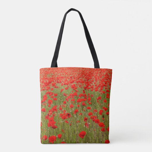 Rotes Mohnfeld Blumenbinde Tasche (Rückseite)
