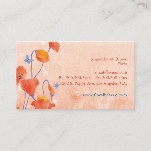 Rotes Mohnfeld-Elegantes Monogramm Visitenkarte (Rückseite)