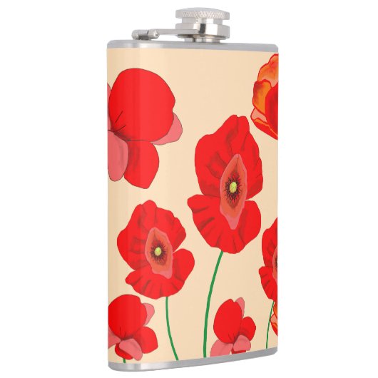 Rotes Mohnfeld Flachmann (Rechts)