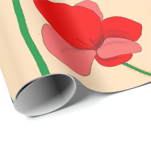 Rotes Mohnfeld Geschenkpapier (Rolleneckpunkt)