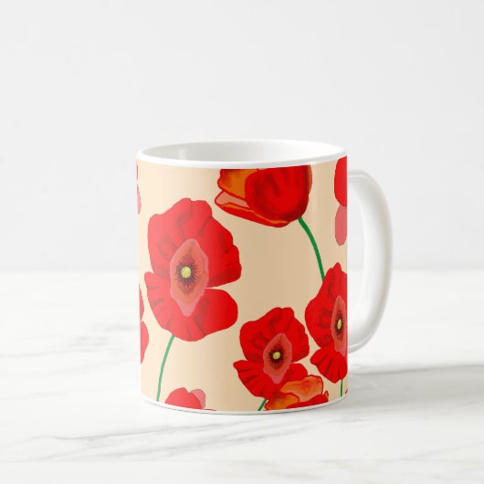 Rotes Mohnfeld Kaffeetasse (VorderseiteRechts)