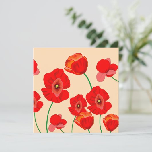 Rotes Mohnfeld Karte (Stehend Vorderseite)