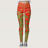Rotes Mohnfeld mit Blumenband Leggings (Vorderseite)