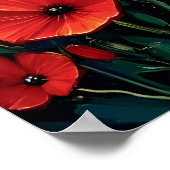 Rotes Mohnfeld Ölmalerei Poster (Ecke)