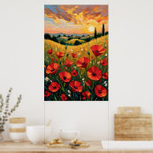 Rotes Mohnfeld Ölmalerei Poster (Küche)