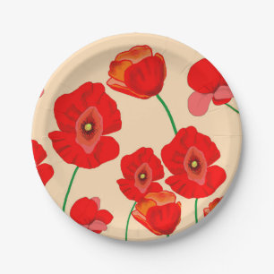 Rotes Mohnfeld Pappteller