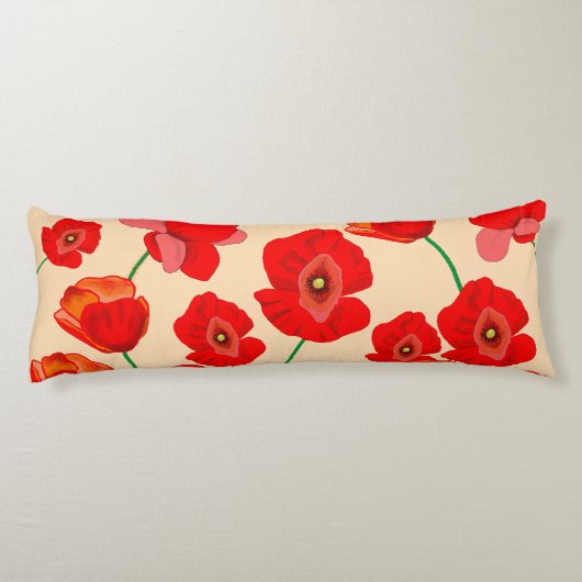 Rotes Mohnfeld Seitenschläferkissen (Rückseite)