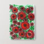 Rotes Mohnfeld Wasserfarbe Botanische Linienkunst  Button (Vorderseite)