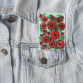 Rotes Mohnfeld Wasserfarbe Botanische Linienkunst  Button (Insitu)
