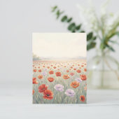 Rotes Mohnfeld Wildblumenwiese Postkarte (Stehend Vorderseite)