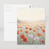 Rotes Mohnfeld Wildblumenwiese Postkarte (Vorne/Hinten)